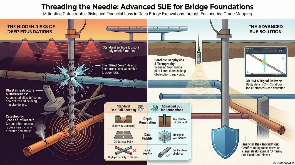 Diagram illustrating advanced methods for subsurface utility engineering.